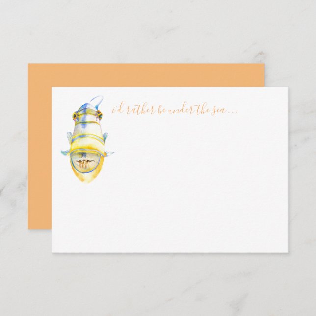 Watercolor Tropical Fish Stationery Note Card (Front/Back)