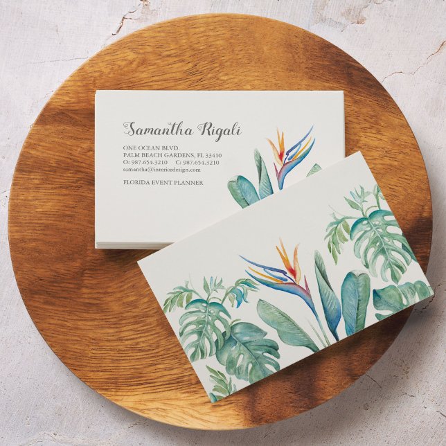 Watercolor Tropical Floral and Greenery Business Enclosure Card (Creator Uploaded)