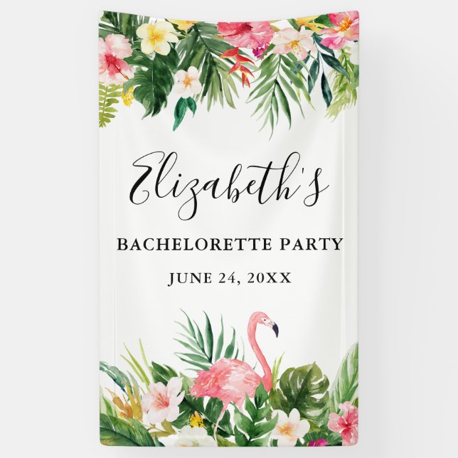 Watercolor Tropical Floral Bachelorette Party Banner (Vertical)