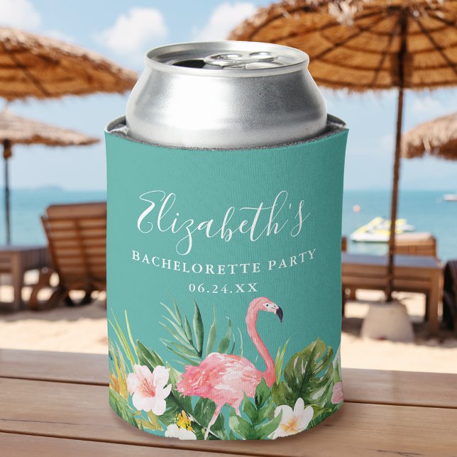 Watercolor Tropical Floral Bachelorette Party Can Cooler (Customize to change text size or text style.)