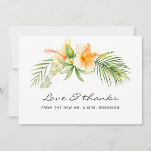 Watercolor Tropical Floral Beach Wedding Thank You Card