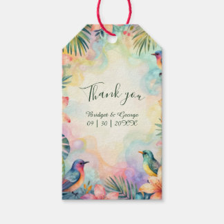 Watercolor Tropical Floral birds Hawaii Wedding Gift Tags