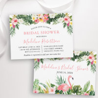 Watercolor Tropical Floral Bridal Shower Flamingo