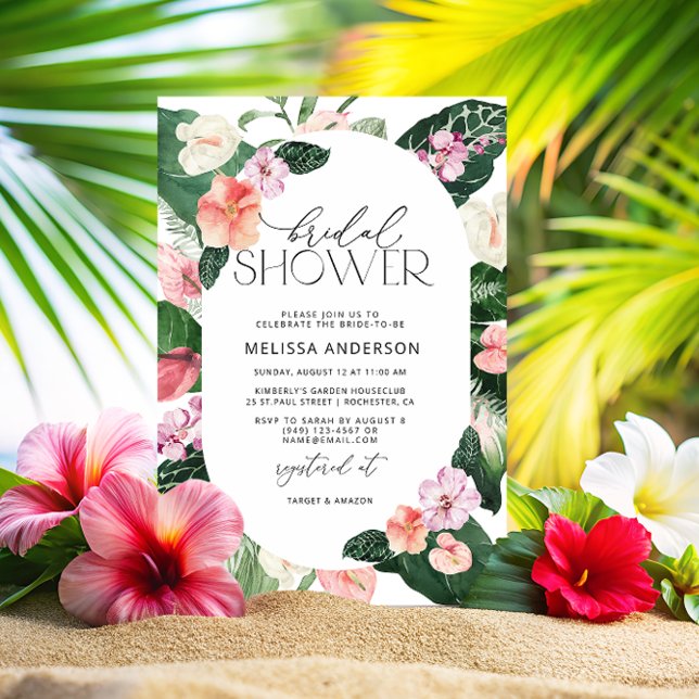 Watercolor Tropical Floral Bridal Shower Invitation (Creator Uploaded)