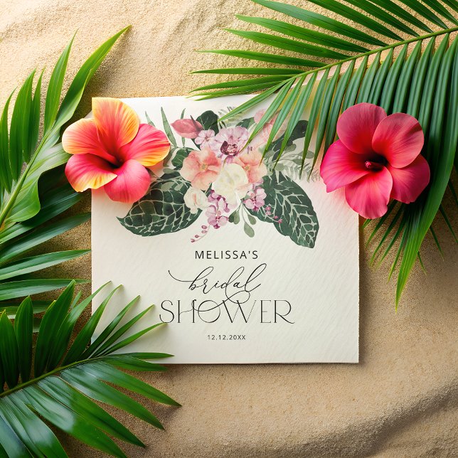 Watercolor Tropical Floral Bridal Shower Paper Napkin (Creator Uploaded)