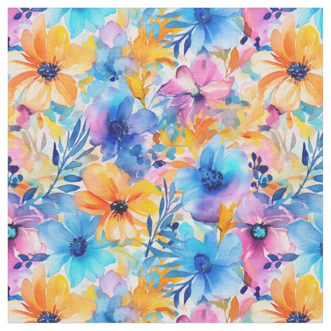 Watercolor Tropical Floral Fabric (Close Up)