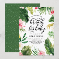 Watercolor Tropical Floral Frame Brunch for Baby