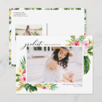 Watercolor Tropical Floral Frame Photo Graduation