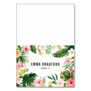 Watercolor Tropical Floral Frame Place Card