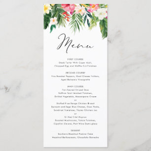 Watercolor Tropical Floral Garland Summer Wedding Menu