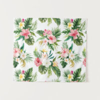 Watercolor Tropical Floral Pattern Wall Tapestry