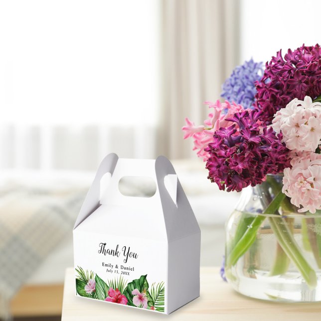 Watercolor Tropical Floral Thank You Wedding Favour Box (Creator Uploaded)