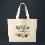 Watercolor Tropical Floral Wedding Calligraphy Large Tote Bag<br><div class="desc">Watercolor Tropical Floral Greenery Wedding Calligraphy Tote Bag</div>
