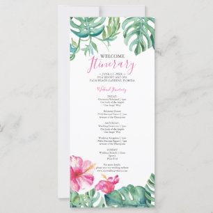 Watercolor Tropical Floral Wedding Itinerary