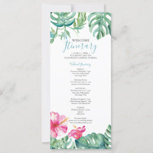 Watercolor Tropical Floral Wedding Itinerary
