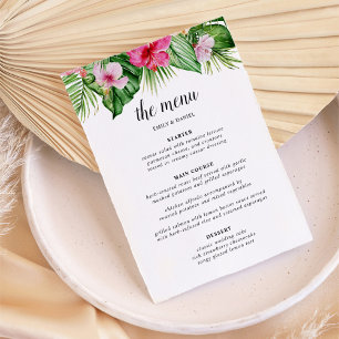 Watercolor Tropical Floral Wedding Menu