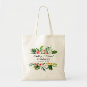 Watercolor Tropical Floral Wedding Tote Bag