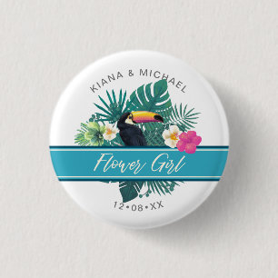 Watercolor Tropical Flower Girl Teal ID577 3 Cm Round Badge