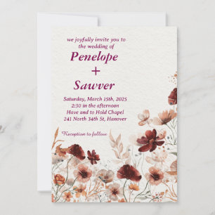 Watercolor Tropical Flowers and Greenery Wedding I Invitation