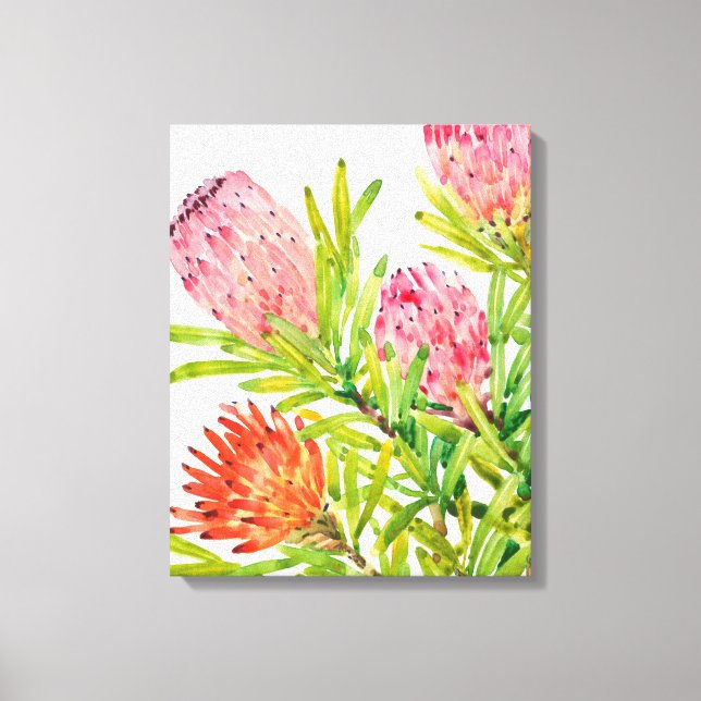 Watercolor Tropical Flowers Canvas Print (Front)