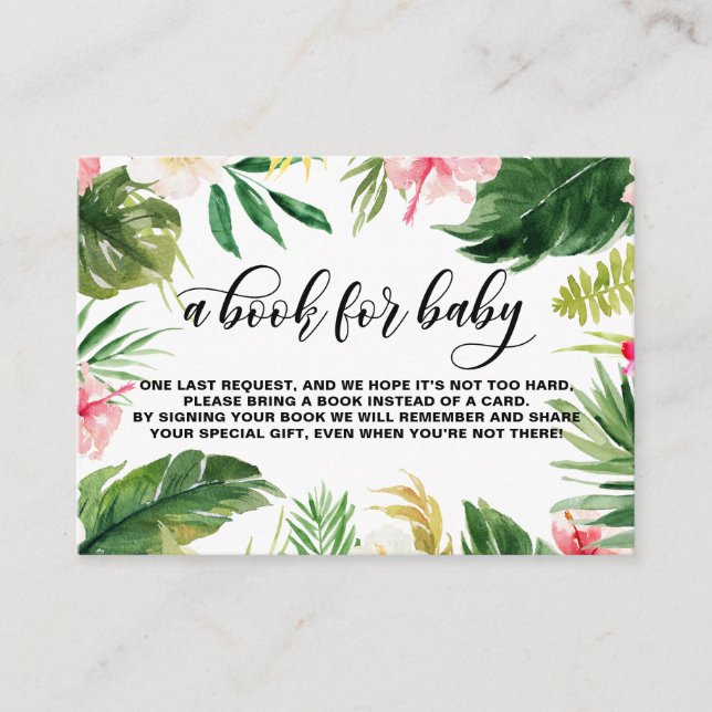 Watercolor Tropical Flowers Frame Book Request Enclosure Card (Front)