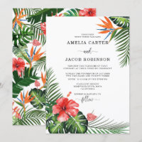 Watercolor Tropical Flowers Greenery Wedding
