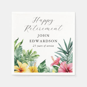 Watercolor Tropical Flowers Retirement Party Napkin