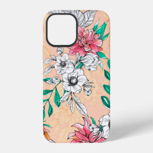 Watercolor tropical flowers, seamless, romantic pa iPhone 12 case
