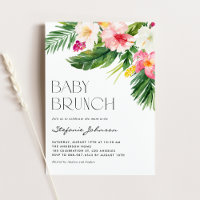 Watercolor Tropical Flowers Summer Baby Brunch