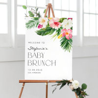 Watercolor Tropical Flowers Summer Baby Brunch