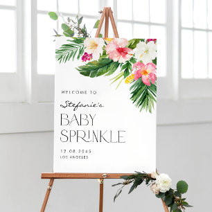 Watercolor Tropical Flowers Summer Baby Sprinkle Poster