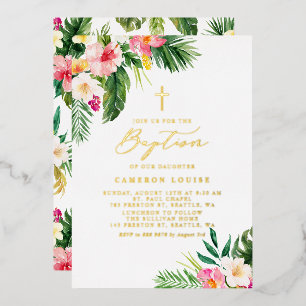 Watercolor Tropical Flowers Summer Baptism