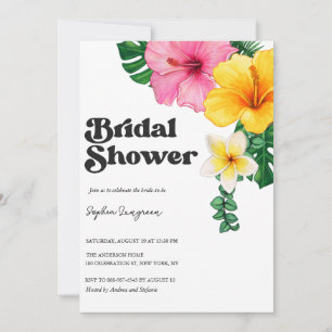 Watercolor Tropical Flowers Summer Bridal Shower  Invitation