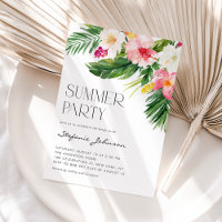 Watercolor Tropical Flowers Summer Party