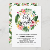 Watercolor Tropical Flowers Wreath Baby Sprinkle