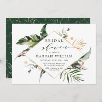 Watercolor Tropical Foliage Green Bridal Shower 