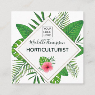 Watercolor tropical foliage personalised square business card