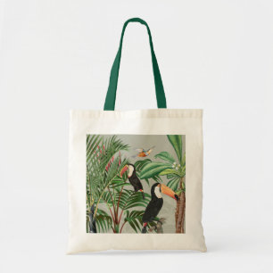 Watercolor Tropical Forest & Colorful Birds Tote Bag