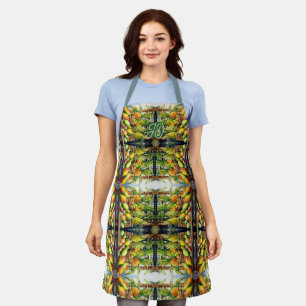 Watercolor Tropical Fruit Stand Monogram Apron 🌺