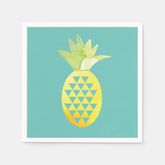 Watercolor Tropical Geometrical Pineapple Napkin (Front)