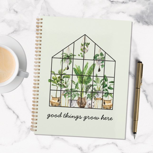 Watercolor Tropical Green House Plant Quote Planner (In situ marble table)