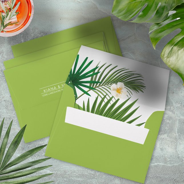 Watercolor Tropical Green ID577 Envelope (Interior/Back In Situ)