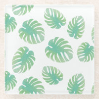 Watercolor Tropical Green Monstera Leaf