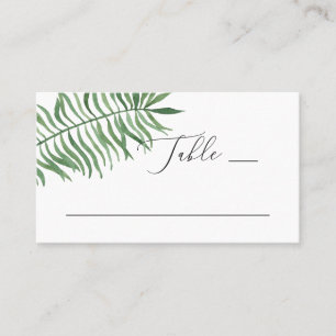Watercolor tropical greenery wedding. Palm leaves Place Card