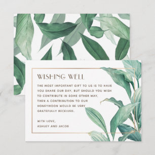 Watercolor Tropical greenery wedding wishing well Enclosure Card