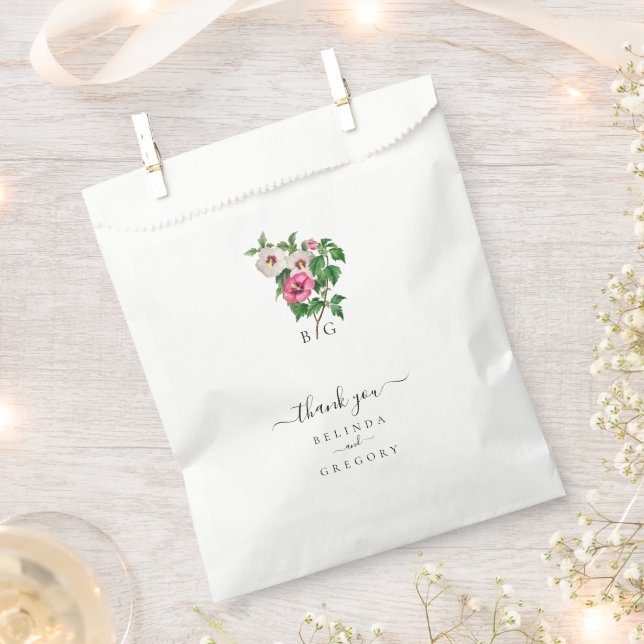 Watercolor Tropical Hibiscus Summer Wedding  Favour Bags (Clipped)