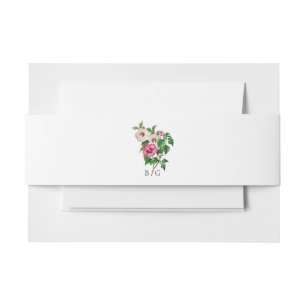 Watercolor Tropical Hibiscus Summer Wedding Invitation Belly Band