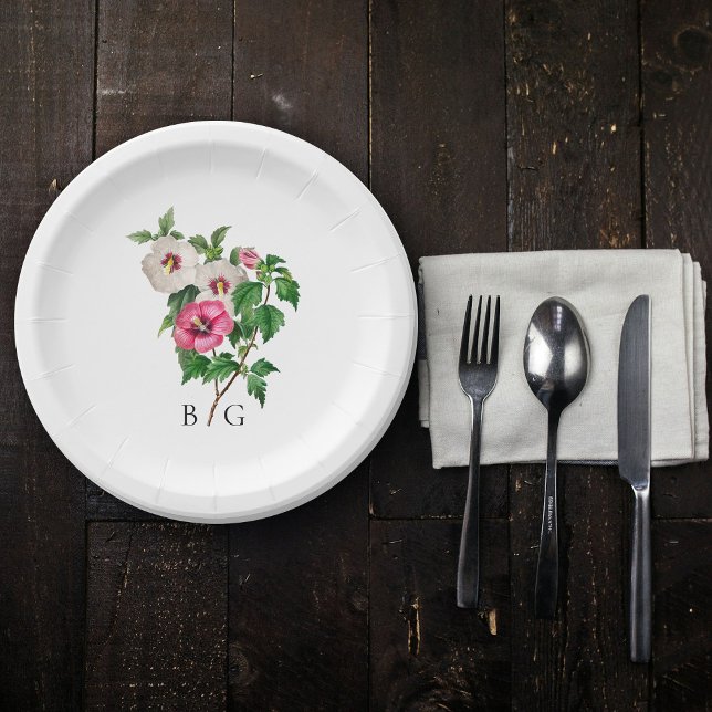 Watercolor Tropical Hibiscus Summer Wedding  Paper Plate (Watercolor Tropical Hibiscus Summer Wedding Paper Plates)