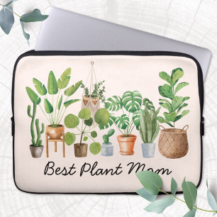 Watercolor Tropical Houseplant Mum Quote Laptop Sleeve