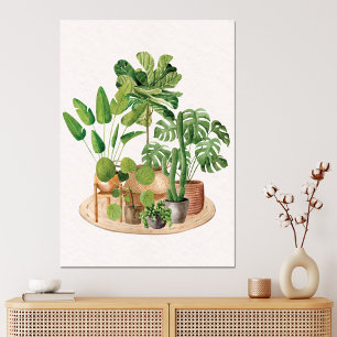 Watercolor Tropical Houseplants Canvas Print